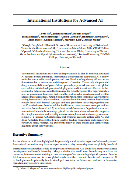 Image for International Institutions for Advanced AI